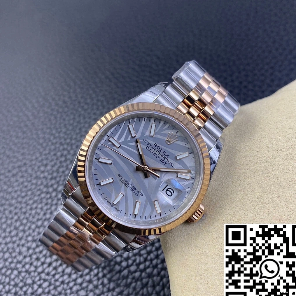 Pattern Rolex Factory EW Datejust Silver M126231-0031 Palm Dial Leaf 0112